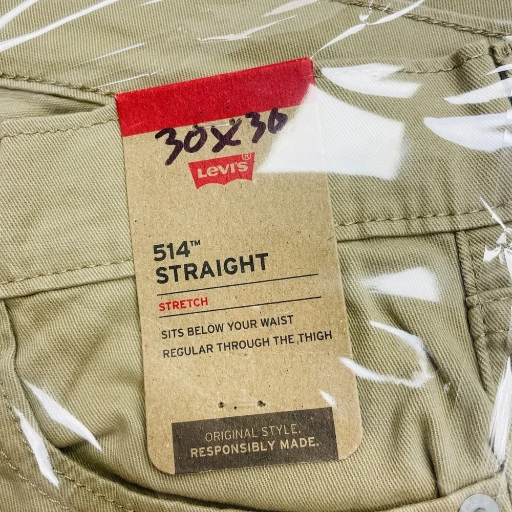 NEW Levi's 514 Men's 30x30 Straight Twill Pants Khaki Stretch